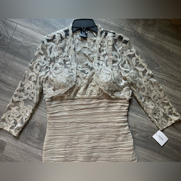 CACHET short taffeta dress with 3/4 sleeve sequin bolero size 14 NWT! - Picture 8 of 17